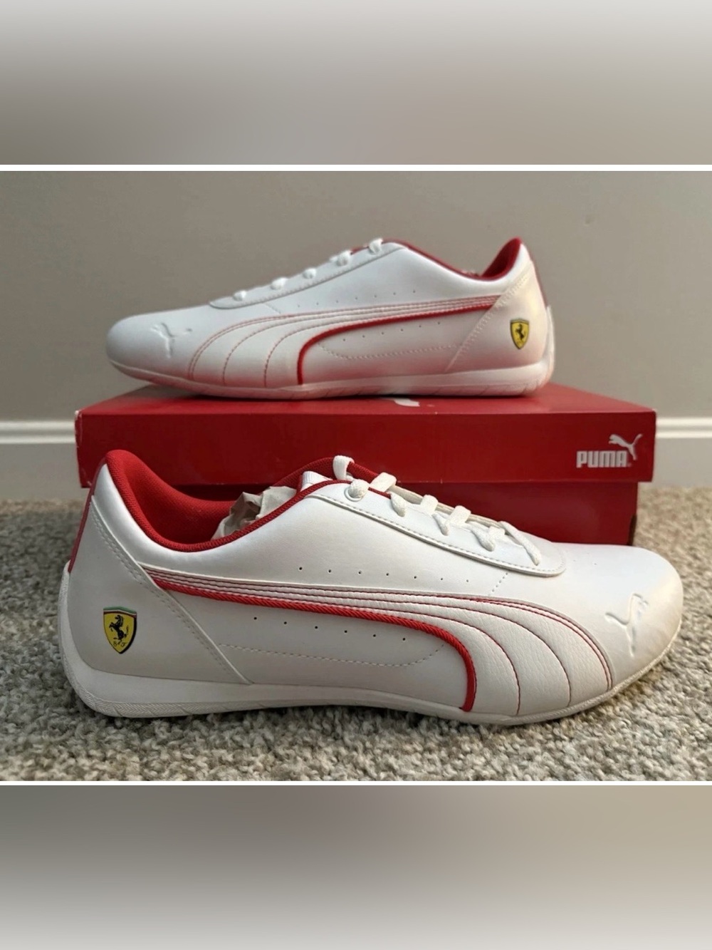 NEW Puma Ferrari Neo Cat White/Red Shoes Sneakers Men’s Size 11.5 SoftFoam